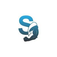 letter s logo icoon met spier arm ontwerp vector