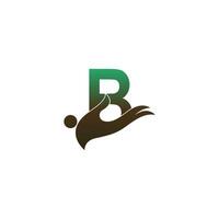 letter b logo icoon met mensen hand ontwerp symbool sjabloon vector