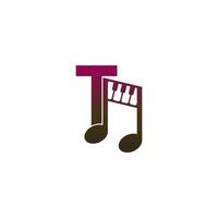 letter t logo icoon met muzieknoot ontwerp symbool sjabloon vector