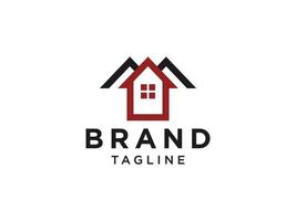 onroerend goed logo. zwarte en rode huis symbool geometrische lineaire stijl geïsoleerd op een witte achtergrond. bruikbaar voor bouw architectuur gebouw logo ontwerpsjabloon element. vector