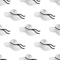 dames zomerhoed naadloos zwart-wit patroon. platte vectorillustratie vector