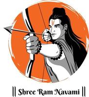 shree ram navami viering heer rama met pijl en boog vector