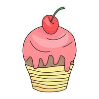 cupcakedessert met aardbei, vectorillustrator. cartoonontwerp, vectorillustratie vector