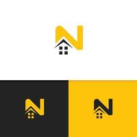 letter n en huispictogram ontwerp vector