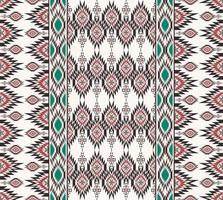 ikat inheemse Azteekse ruit vierkante vorm verticale rand naadloze witte achtergrond. etnisch stammen rood-groen patroonontwerp. gebruik voor stof, textiel, interieurdecoratie-elementen, stoffering. vector