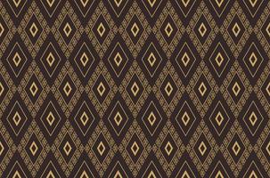 ikat etnische ruit geometrische vorm naadloze patroon luxe donker bruin goud kleur achtergrond. gebruik voor stof, textiel, interieurdecoratie-elementen, verpakking.