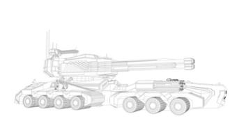 lijntekeningen van torpedojager tank vector