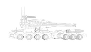 lijntekeningen van torpedojager tank vector