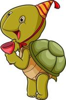de gelukkige schildpad draagt de feestmuts vector
