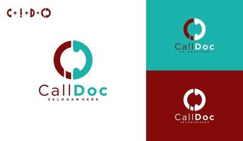 bel doc-logo, medisch logo, noodoproep, logo voor snelle afhandeling. vector
