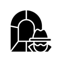 smokkeltunnel zwart glyph-pictogram. geheime doorgang. ondergrondse grensoverschrijding. illegale drugshandel. criminele activiteit. silhouet symbool op witte ruimte. vector geïsoleerde illustratie