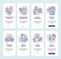 digitale twin-technologie onboarding mobiele app-schermset. takenoverzicht 4 stappen grafische instructiepagina's met lineaire concepten. ui, ux, gui-sjabloon. talloze pro-bold, reguliere lettertypen gebruikt vector