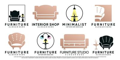 meubelpictogram set logo-ontwerp met creatief element en modern concept premium vector