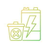 geen batterijverwijdering gradiënt lineair vectorpictogram. lekkage van gevaarlijke chemicaliën. oude accu's hergebruiken. dunne lijn kleur symbool. moderne stijlpictogram. vector geïsoleerde overzichtstekening