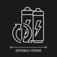 lithium-ion batterij recycling wit lineair pictogram voor donker thema. elektronische afvalverwerking. dunne lijn aanpasbare illustratie. geïsoleerd vectorcontoursymbool voor nachtmodus. bewerkbare streek vector