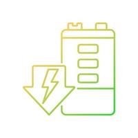 batterij ontladen gradiënt lineaire vector pictogram. zelfontlading. energie aftappen. verslechtering van de duurzaamheid. dunne lijn kleur symbool. moderne stijlpictogram. vector geïsoleerde overzichtstekening