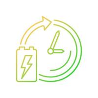 levensduur van de batterij gradiënt lineaire vector pictogram. levensduur en duurzaamheid van de accu. energiecel werkperiode. dunne lijn kleur symbool. moderne stijlpictogram. vector geïsoleerde overzichtstekening