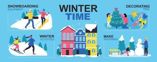 wintertijd infographics lay-out vector