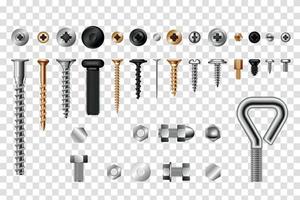 schroeven gereedschap realistische transparante set vector