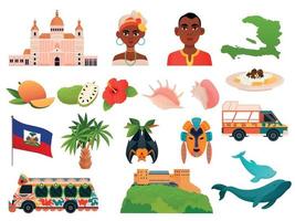 haïti platte set vector