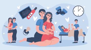 platte ouders zwangerschap samenstelling vector