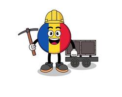 mascotte illustratie van roemenië vlag mijnwerker vector