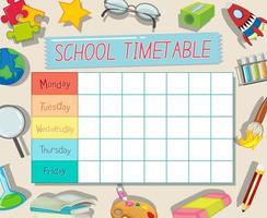 School tijdschema sjabloon met school aanbod thema vector