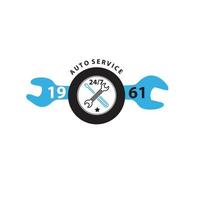 auto service logo met twee moersleutel vector
