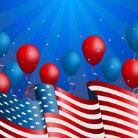 4 juli Amerikaanse vlag en ballonnen vector
