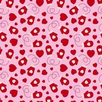 naadloos patroon van wanten en harten op een roze achtergrond. vector