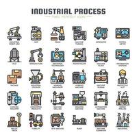 Dunne lijnpictogrammen voor industriële processen