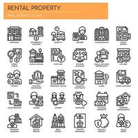 Huurwoningen Investeren Dunne Lijn Pictogrammen vector