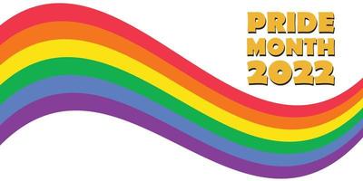trots maand 2022 - horizontale banner met trots gekleurd in regenboog lgbtq gay pride vlag kleuren lint. vectorbelettering voor de maand van de lgbt-geschiedenis. liefde is liefde concept vector