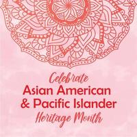 vier Aziatische Amerikaanse Pacific Islander Heritage Month. pastel roze aquarel getextureerde vector aquarel achtergrond, ronde mandala traditie Oost-ornament. aapi erfgoed maand vierkante sjabloon.