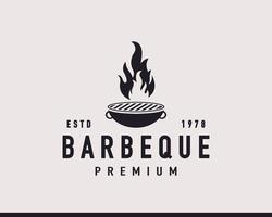 vintage retro label badge embleem barbecue houtskool grill hipster logo inspiratie vector