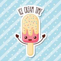 Kawaii-ijsbar met Ice Cream Time-tekst vector