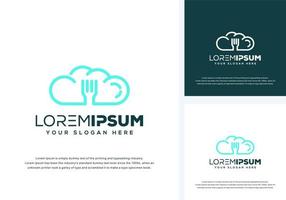 cloud en fork-logo-ontwerp vector