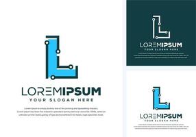 abstracte letter l met tech logo-ontwerp vector