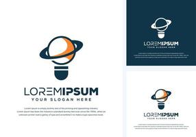 lamp en planeet logo ontwerp vector