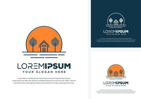 abstract boom en huis logo-ontwerp vector