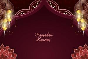 ramadan kareem islamitische achtergrond rood en goud luxe met element vector