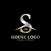 letter s met dak en raam luxe onroerend goed vector logo-ontwerp
