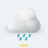 wolk met regen 3D-realistische weerpictogram geïsoleerde vectorillustratie. realistisch 3D-pictogramontwerp vector