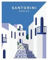 Santorini, Griekenland. Griekse eilanden. weergave van traditionele architectuur op blauwe hemel. vector illustratie