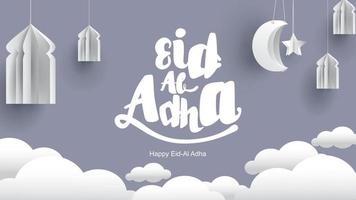 eid al-adha handgeschreven letters. mooi tekstontwerp voor voor grafische poster, wenskaart etc.begroeting vectorillustratie vector