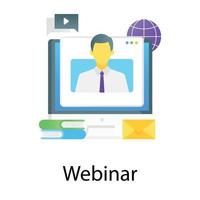 een conferentie voor discussie of training, webinar vector