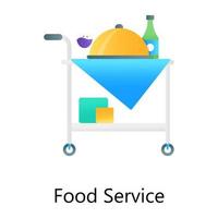 foodservice plat gradiënt concept icoon met eetfaciliteiten vector