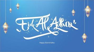 eid al-adha handgeschreven letters. mooi tekstontwerp voor voor grafische poster, wenskaart etc.begroeting vectorillustratie vector