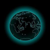 planeet aarde met blauwe gloed op een zwarte achtergrond. vector