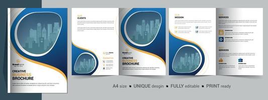 creatieve tweevoudige brochure ontwerpsjabloon. multifunctionele sjabloon, inclusief omslag en binnenpagina's. vector